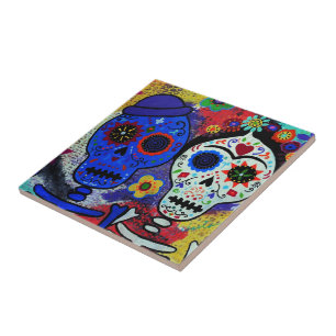 MEXICAN ARTIST LOVERS DIA DE LOS MUERTOS TEGELTJE