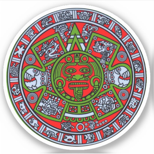 Mexican Aztec Calendar Sun Stone Hispanic Chicano Sticker (Voorkant)