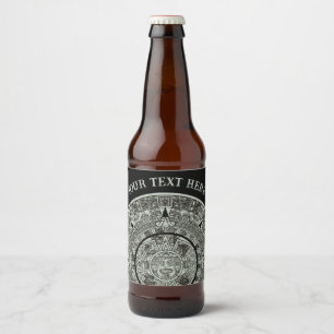 Mexican Aztec Sun Stone Mayan Calendar 1 Bier Etiket