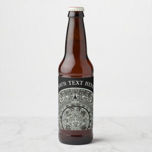 Mexican Aztec Sun Stone Mayan Calendar 1 Bier Etiket (Voorkant)