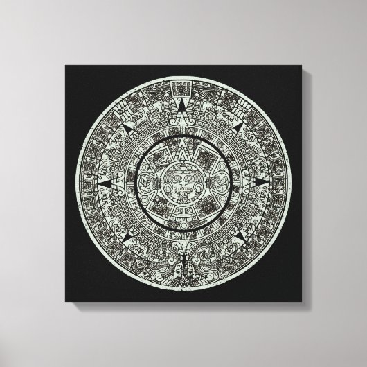 Mexican Aztec Sun Stone Mayan Calendar 1 Canvas Afdruk (Voorkant)