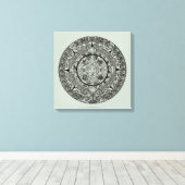 Mexican Aztec Sun Stone Mayan Calendar 1 Canvas Afdruk (Insitu (Houten vloer))