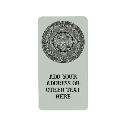 Mexican Aztec Sun Stone Mayan Calendar 1 Etiket (Voorkant)