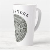 Mexican Aztec Sun Stone Mayan Calendar 1 Latte Mok (Rechterhoek)