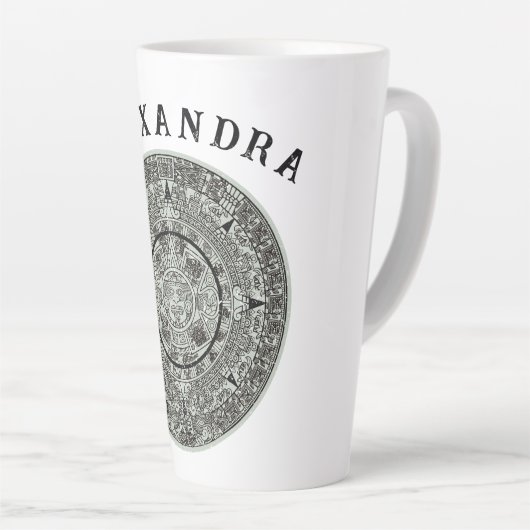Mexican Aztec Sun Stone Mayan Calendar 1 Latte Mok (Rechterhoek)
