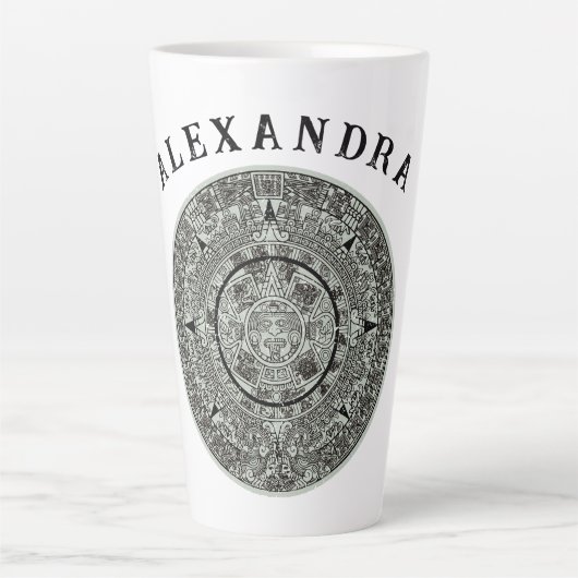 Mexican Aztec Sun Stone Mayan Calendar 1 Latte Mok (Voorkant)
