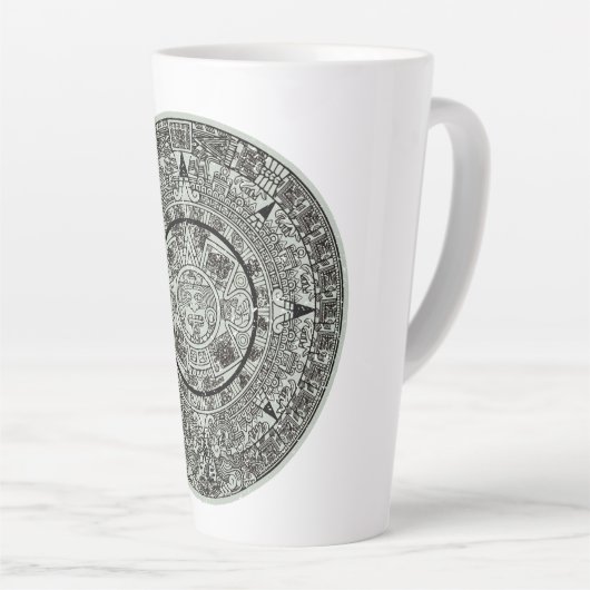 Mexican Aztec Sun Stone Mayan Calendar 1 Latte Mok (Rechterhoek)