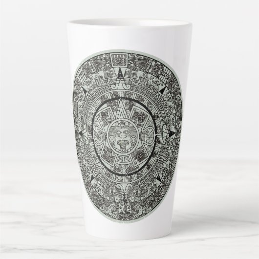 Mexican Aztec Sun Stone Mayan Calendar 1 Latte Mok (Voorkant)