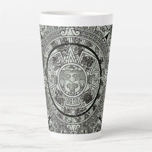 Mexican Aztec Sun Stone Mayan Calendar 1 Latte Mok (Voorkant)