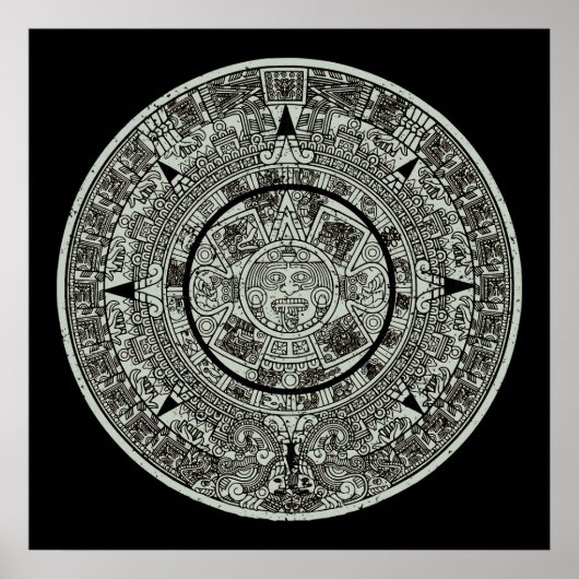 Mexican Aztec Sun Stone Mayan Calendar 1 Poster (Voorkant)