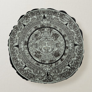 Mexican Aztec Sun Stone Mayan Calendar 1 Rond Kussen