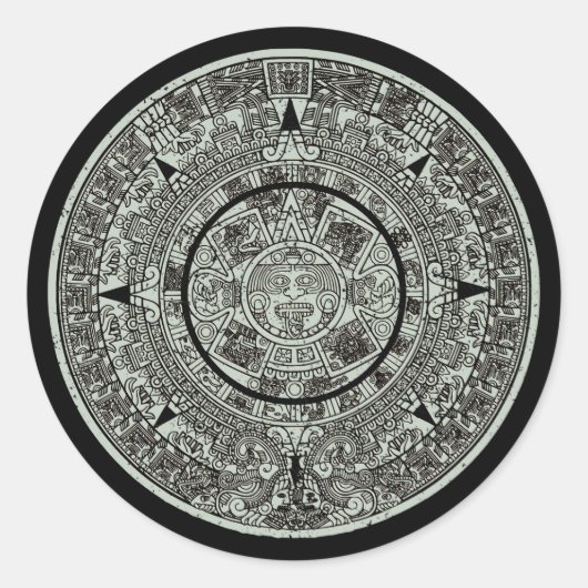 Mexican Aztec Sun Stone Mayan Calendar 1 Ronde Sticker (Voorkant)