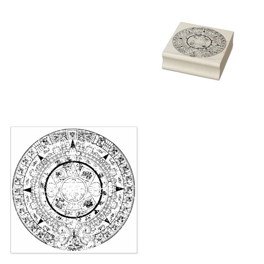 Mexican Aztec Sun Stone Mayan Calendar 1 Rubberstempel (Gestempeld)