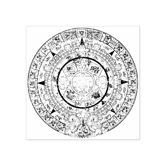 Mexican Aztec Sun Stone Mayan Calendar 1 Rubberstempel (Afrduk)