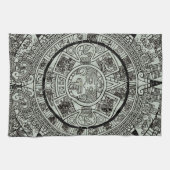 Mexican Aztec Sun Stone Mayan Calendar 1 Theedoek (Horizontaal)