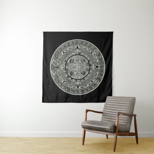 Mexican Aztec Sun Stone Mayan Calendar 1 Wandkleed (In Situ (horizontaal))