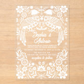 Mexican Birds Otomi Floral Fiesta Wedding Acryl Uitnodigingen (Voorkant)