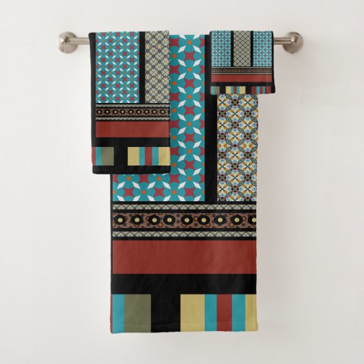 Mexican Block Stripe Pattern 1 Bad Handdoek (Insitu)