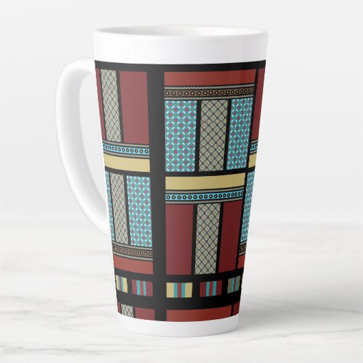 Mexican Block Stripe Pattern 1 Latte Mok (Linkerhoek)