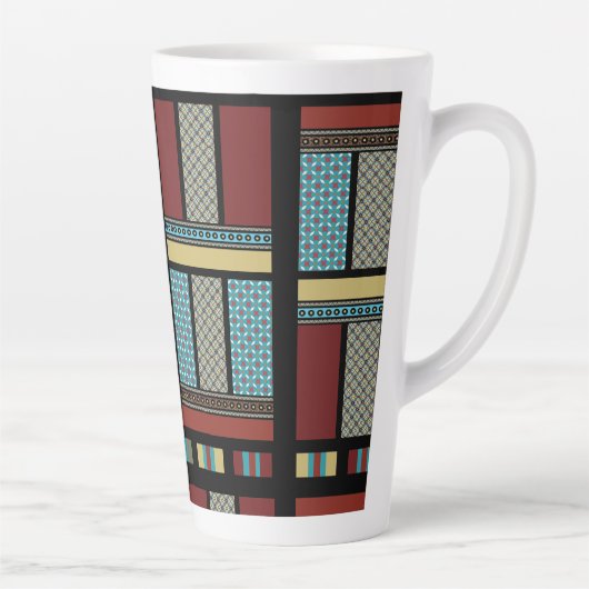 Mexican Block Stripe Pattern 1 Latte Mok (Rechts)