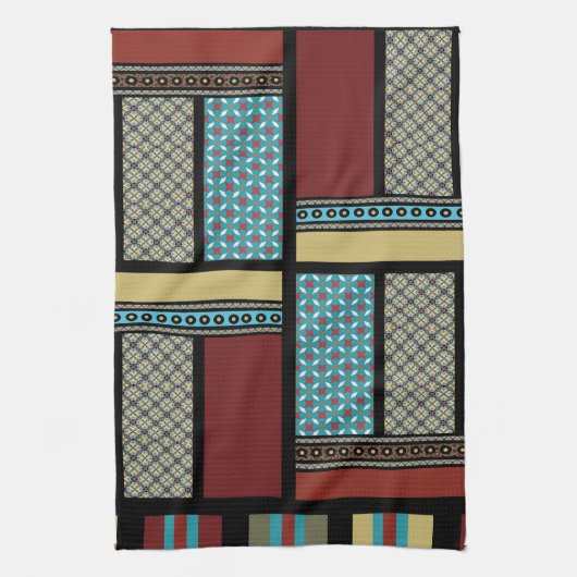 Mexican Block Stripe Pattern 1 Theedoek (Verticaal)