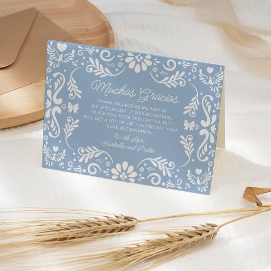 Mexican Blue Boy Baby shower Bedankt Card