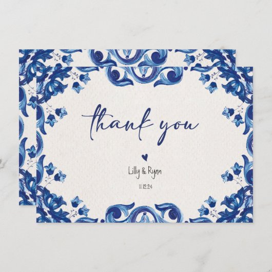 Mexican Blue Fiesta Bridal Dank u Notitiekaartje (Voorkant / Achterkant)