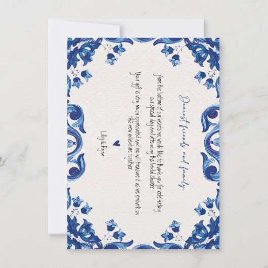 Mexican Blue Fiesta Bridal Dank u Notitiekaartje (Achterkant)