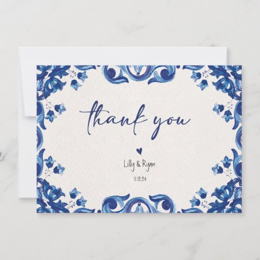 Mexican Blue Fiesta Bridal Dank u Notitiekaartje (Voorkant)