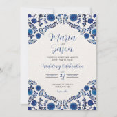 Mexican Blue Floral Aesthetic Botanical Wedding Kaart (Voorkant)