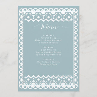 Mexican Blue Papel Picado Boho Vrijgezellenfeest Menu