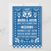 Mexican Blue Papel Picado Fiesta Folk Art Wedding Kaart (Voorkant)