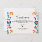 Mexican Blue Sinaasappel Floral Elegant Fiesta Wed Bedankkaart (Voorkant)