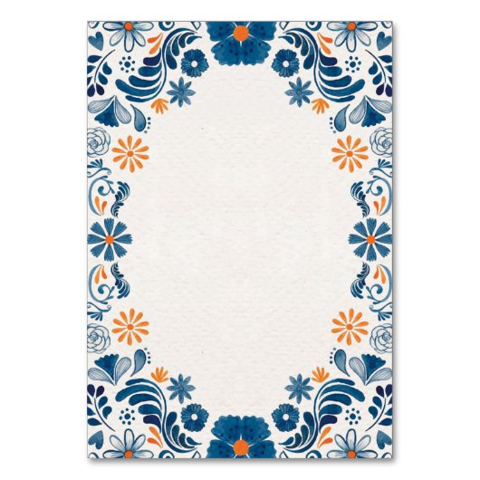 Mexican Blue Sinaasappel Floral Elegant Fiesta Wed Kaart (Achterkant)