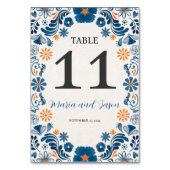 Mexican Blue Sinaasappel Floral Elegant Fiesta Wed Kaart (Voorkant)