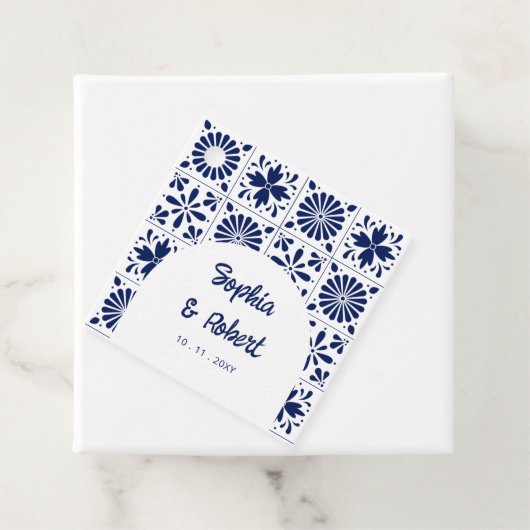 Mexican Blue Talavera Tegels Wedding Bedankjes Labels (In situ)