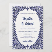 Mexican Blue Talavera Tegels Wedding Kaart (Voorkant)