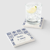 Mexican Blue Talavera Tegels Wedding Stenen Onderzetter (Zijkant)