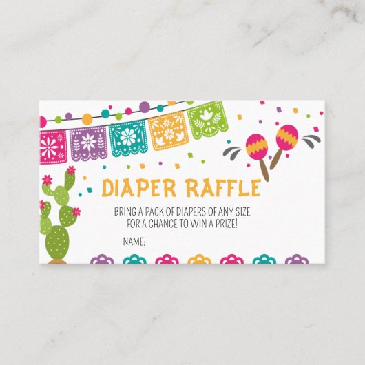 Mexican Boho Fiesta Baby shower Diaper Raffle Visitekaartje (Voorkant)