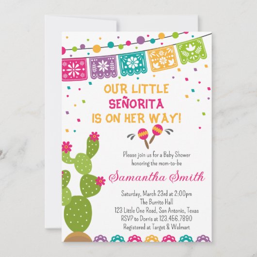 Mexican Boho Fiesta Baby shower Uitnodiging (Voorkant)