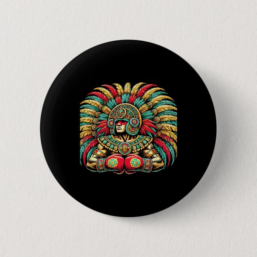 Mexican Boxing Aztec Warrior Design Ronde Button 5,7 Cm (Voorkant)