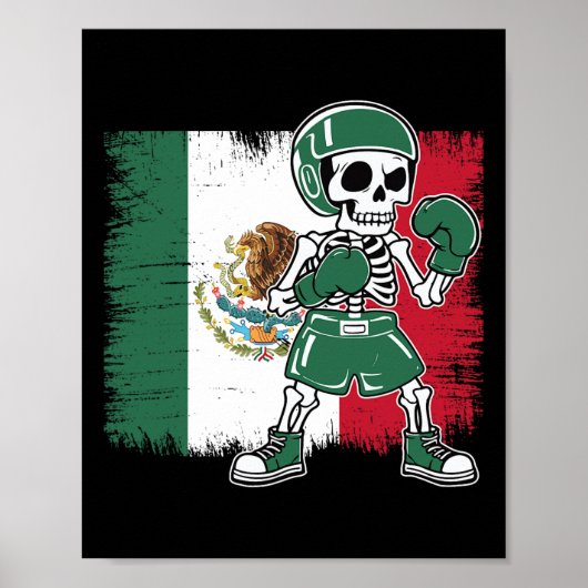 Mexican Boxing Shirt Funny Skeleton Poster (Voorkant)
