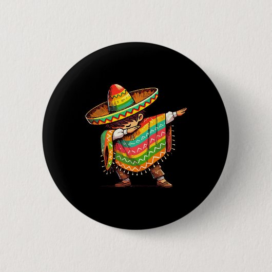 Mexican Boy Dabbing Funny Cinco De Mayo Ronde Button 5,7 Cm (Voorkant)