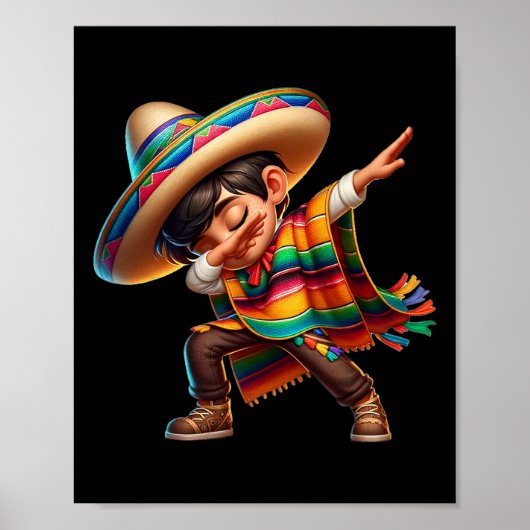 Mexican Boy Dabbing Poncho Cinco De Mayo 2 Poster (Voorkant)
