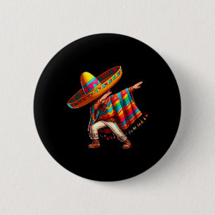 Mexican Boy Dabbing Poncho Cinco De Mayo 3 Ronde Button 5,7 Cm