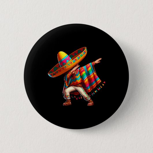 Mexican Boy Dabbing Poncho Cinco De Mayo 3 Ronde Button 5,7 Cm (Voorkant)