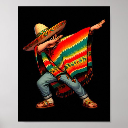 Mexican Boy Dabbing Poncho Cinco De Mayo 4 Poster (Voorkant)