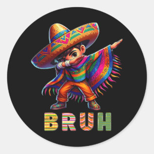 Mexican Boy Dabbing Poncho Cinco de Mayo Funny Bru Ronde Sticker