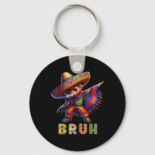 Mexican Boy Dabbing Poncho Cinco de Mayo Funny Bru Sleutelhanger