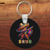Mexican Boy Dabbing Poncho Cinco de Mayo Funny Bru Sleutelhanger (Voorkant)